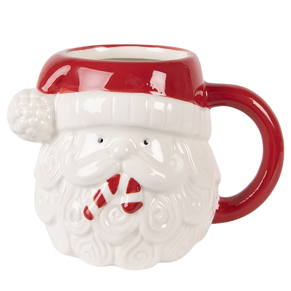 Clayre & Eef | Mok Wit Rood 15x11x11 cm / 500 ml | 6CEMU0227