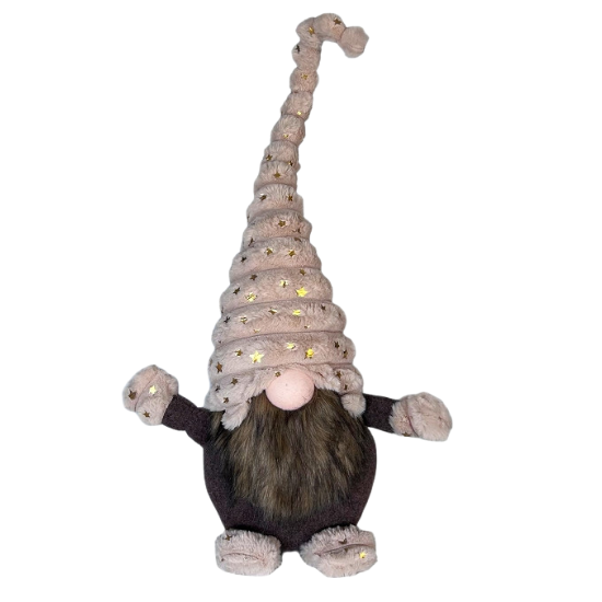 Gnoom kabouter cream goud sterren Polyester fluweel 70cm | 712301168-1 | Zittend | Hendriks Deco