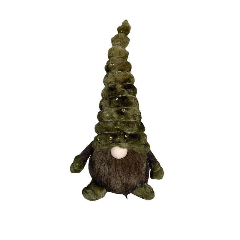 Gnoom kabouter groen goud sterren Polyester fluweel 45 cm | 7123084-2Green | Zittend | Hendriks Deco