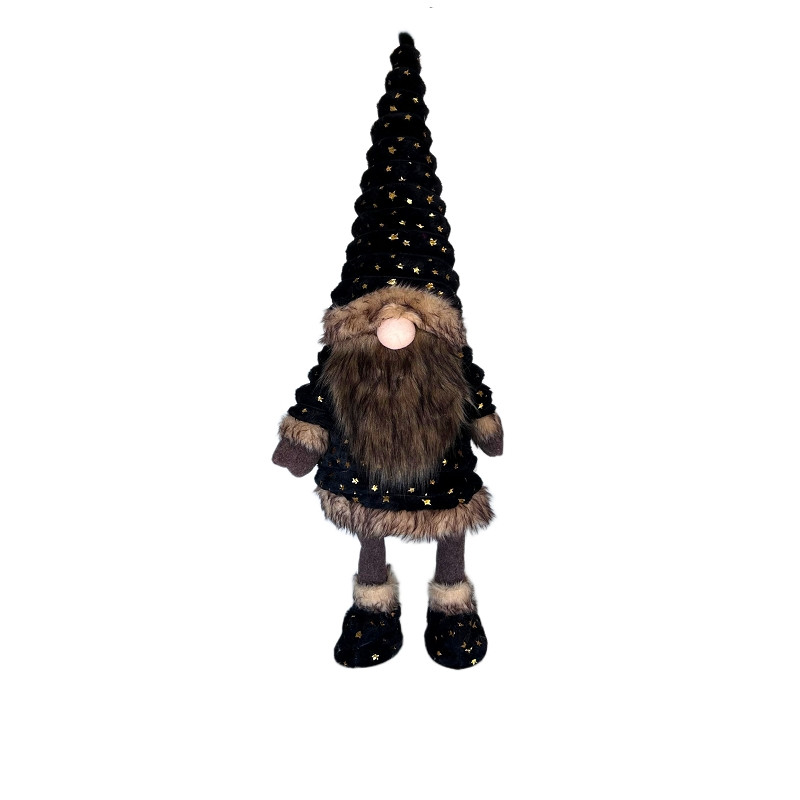 Gnoom bewegend zwart goud sterren Polyester fluweel 90 cm | 7123083-1Black | Staand | Hendriks Deco