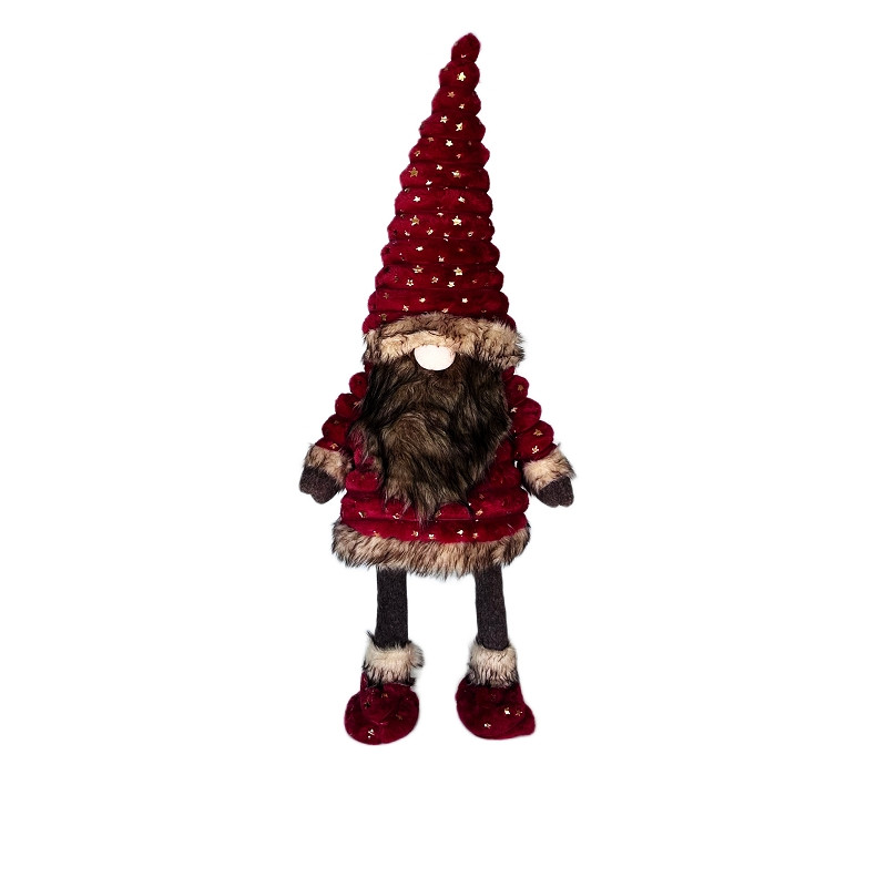 Gnoom bewegend rood goud sterren Polyester fluweel 90 cm | 7123083-1Red | Staand | Hendriks Deco