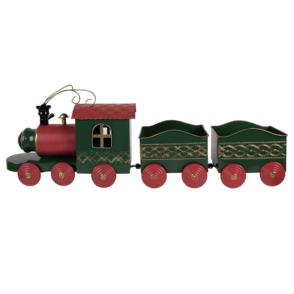 Clayre & Eef | Decoratie Trein Groen Rood 65x13x23 cm | 5Y1384