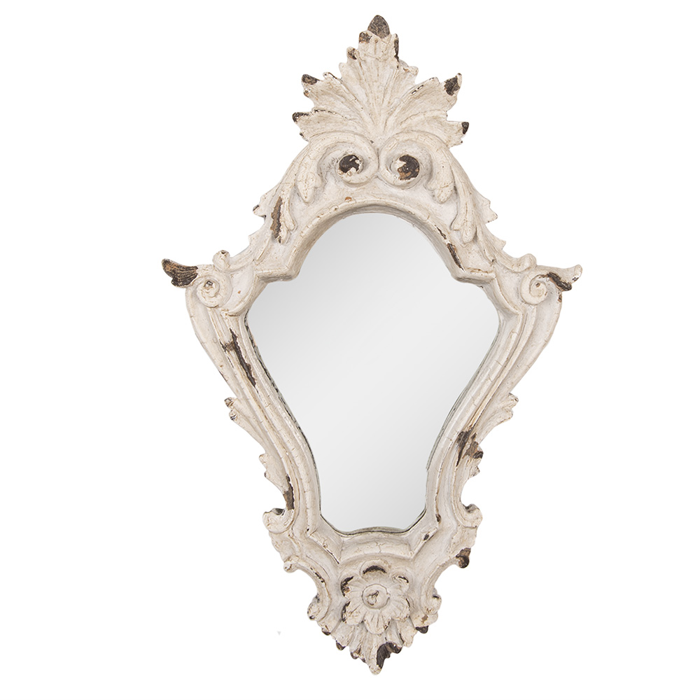 Clayre & Eef | Wandspiegel Wit Bruin 27x5x42 cm | 62S321