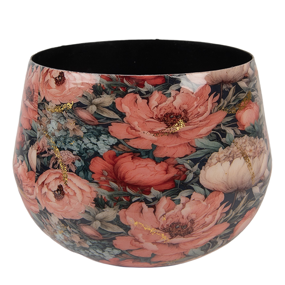 Clayre & Eef | Decoratie Bloempot Roze Groen ø 13x10 cm | 66394