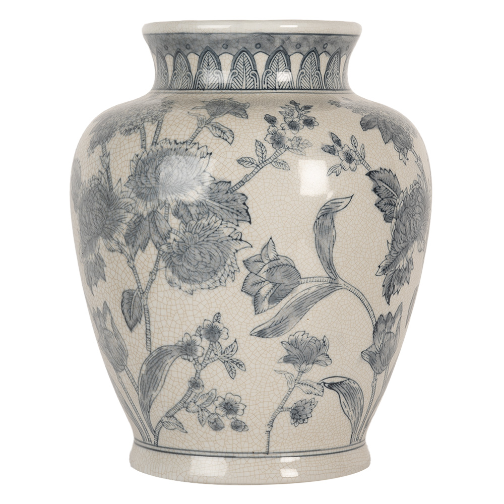 Clayre & Eef | Vaas Wit Blauw ø 23x29 cm | 6CE2076