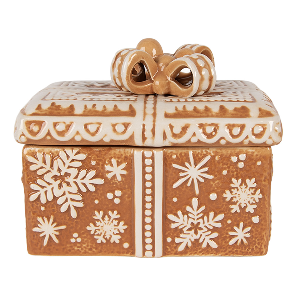 Clayre & Eef | Voorraadpot met deksel Bruin Beige 19x13x16 cm | 6CE2229