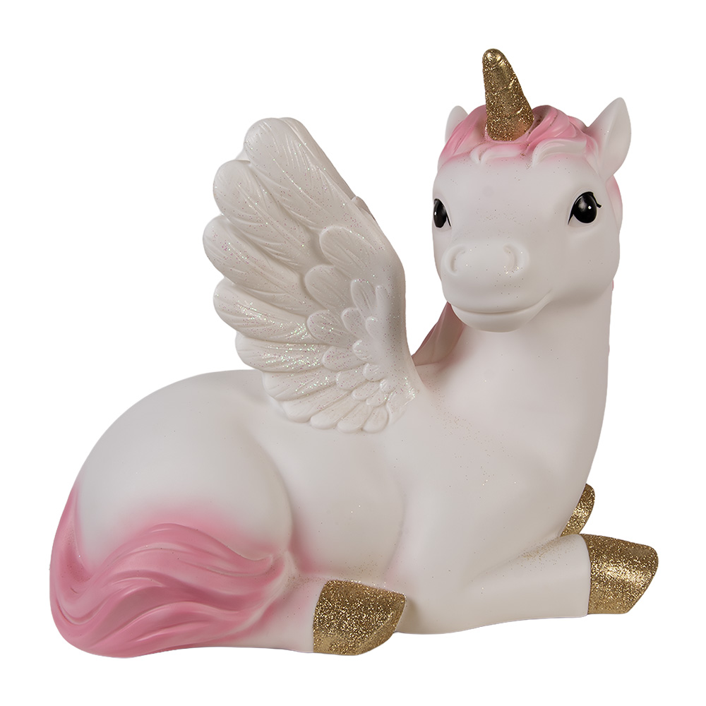 Clayre & Eef | Nachtlampje Eenhoorn LED Wit Roze 41x25x40 cm | 6LMP804