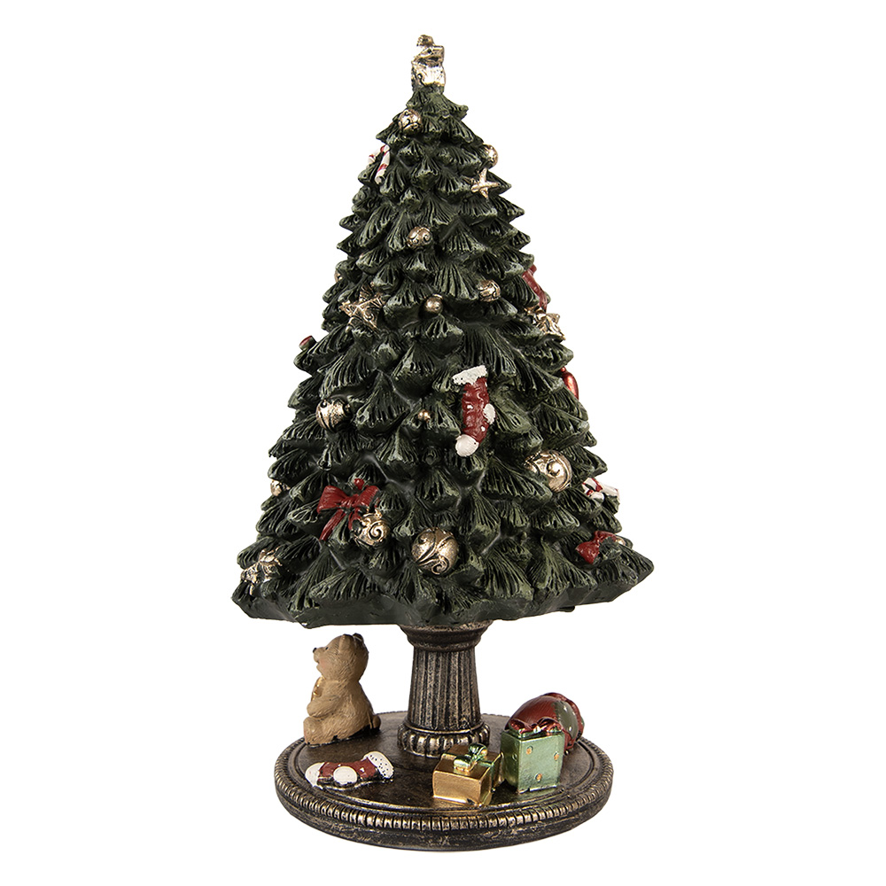 Clayre & Eef | Muziekdoos Kerstboom Groen Goudkleurig ø 13x23 cm | 6PR5875