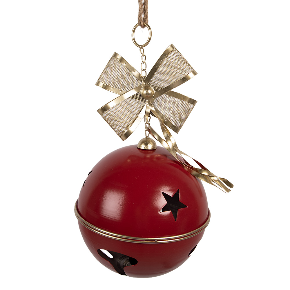 Clayre & Eef | Bel Decoratief Rood Goudkleurig ø 24x49 cm | 6Y5906