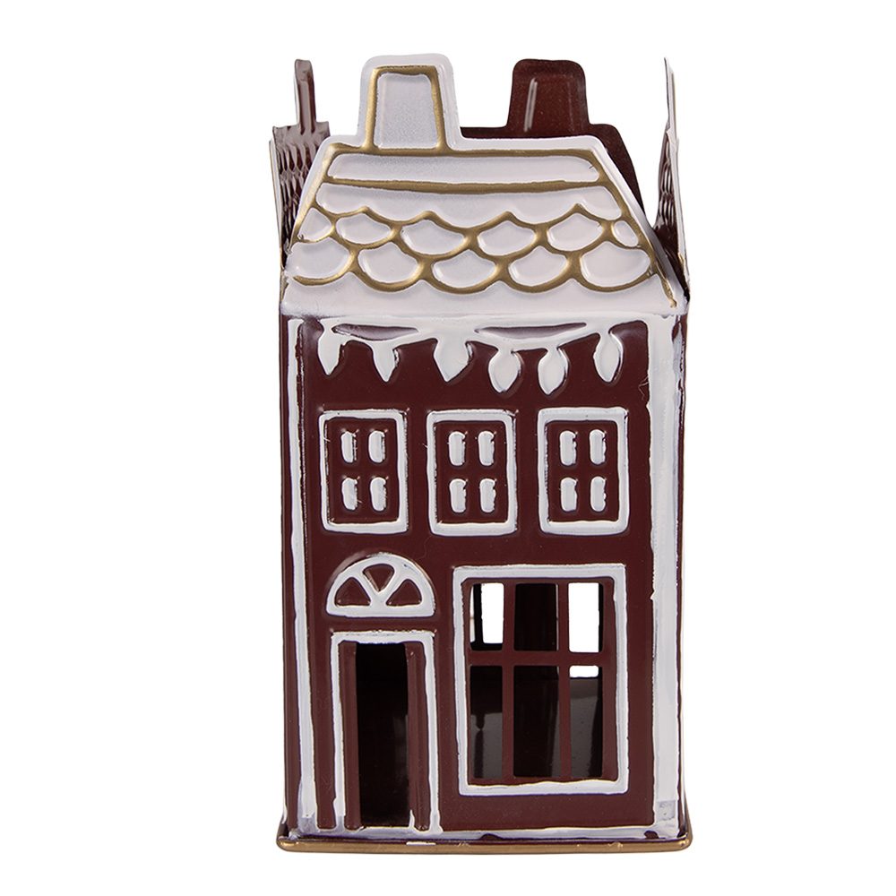 Clayre & Eef | Theelichthouder Rood Wit 12x12x22 cm | 6Y5922