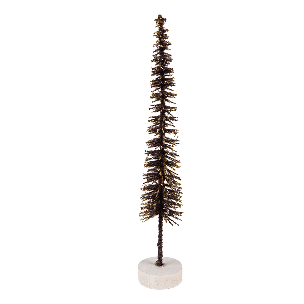 Clayre & Eef | Decoratie Kerstboom Bruin Goudkleurig ø 5x25 cm | 66315CH