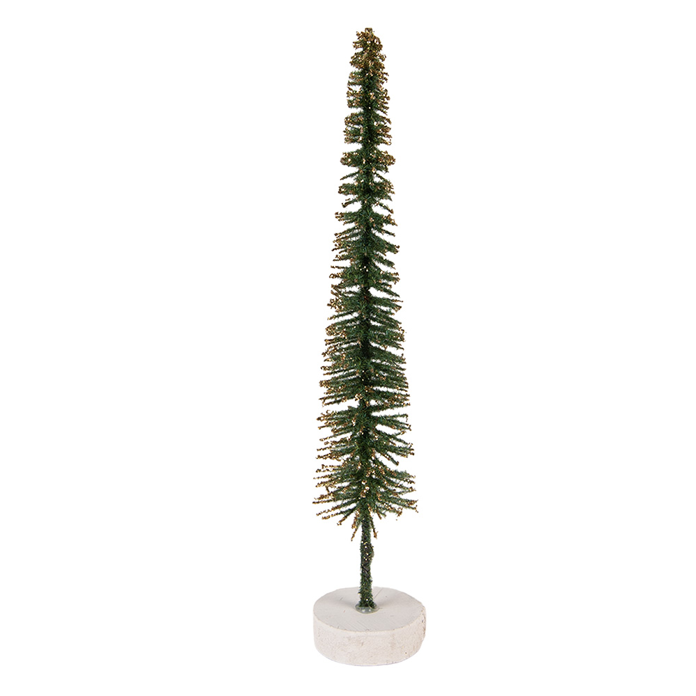 Clayre & Eef | Decoratie Kerstboom Groen Goudkleurig ø 5x25 cm | 66315GR