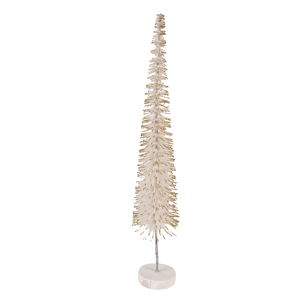 Clayre & Eef | Decoratie Kerstboom Beige Goudkleurig ø 8x40 cm | 66317BE