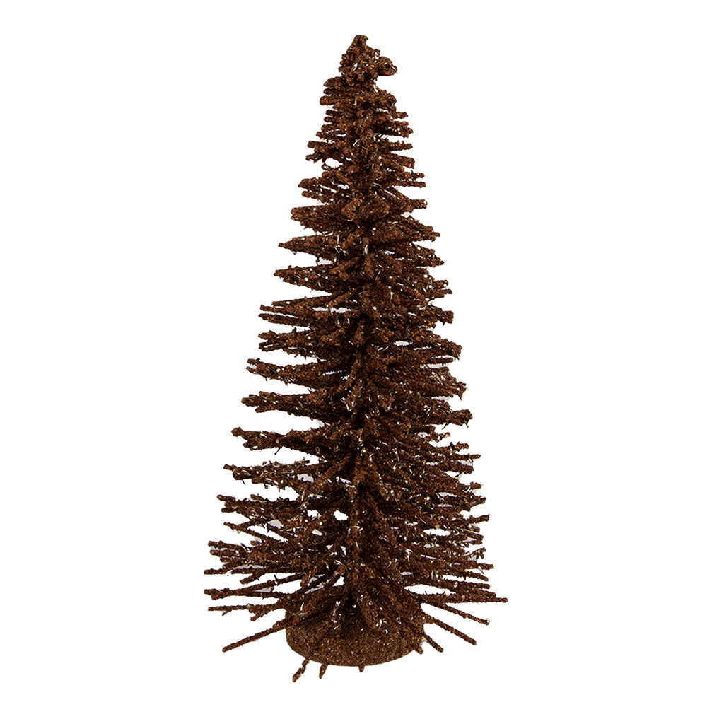 Clayre & Eef | Decoratie Kerstboom Bruin Goudkleurig ø 17x30 cm | 66319BR