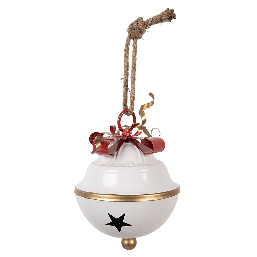Clayre & Eef | Bel Decoratief Wit Rood ø 16x22 cm | 6Y5923