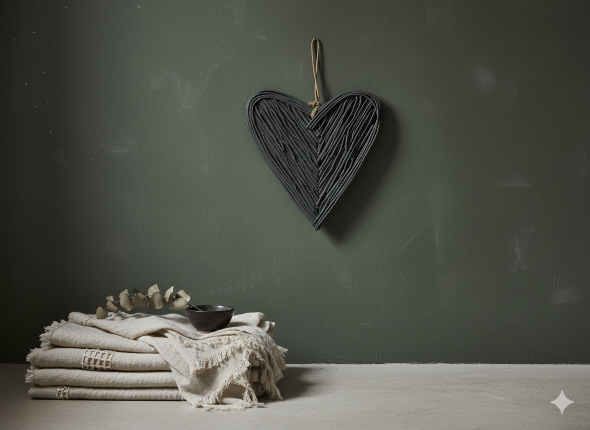Wanddecoratie hanger hart hout grijs 60 cm | 801472 | Home Sweet Home