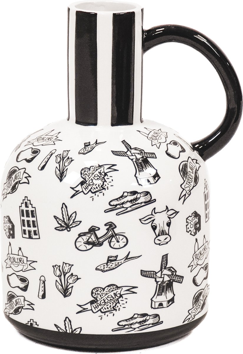 Housevitamin Jug Vaas - Dutch Black - 16x14x21,5cm - Keramiek - Eyecatcher - Dutch Design