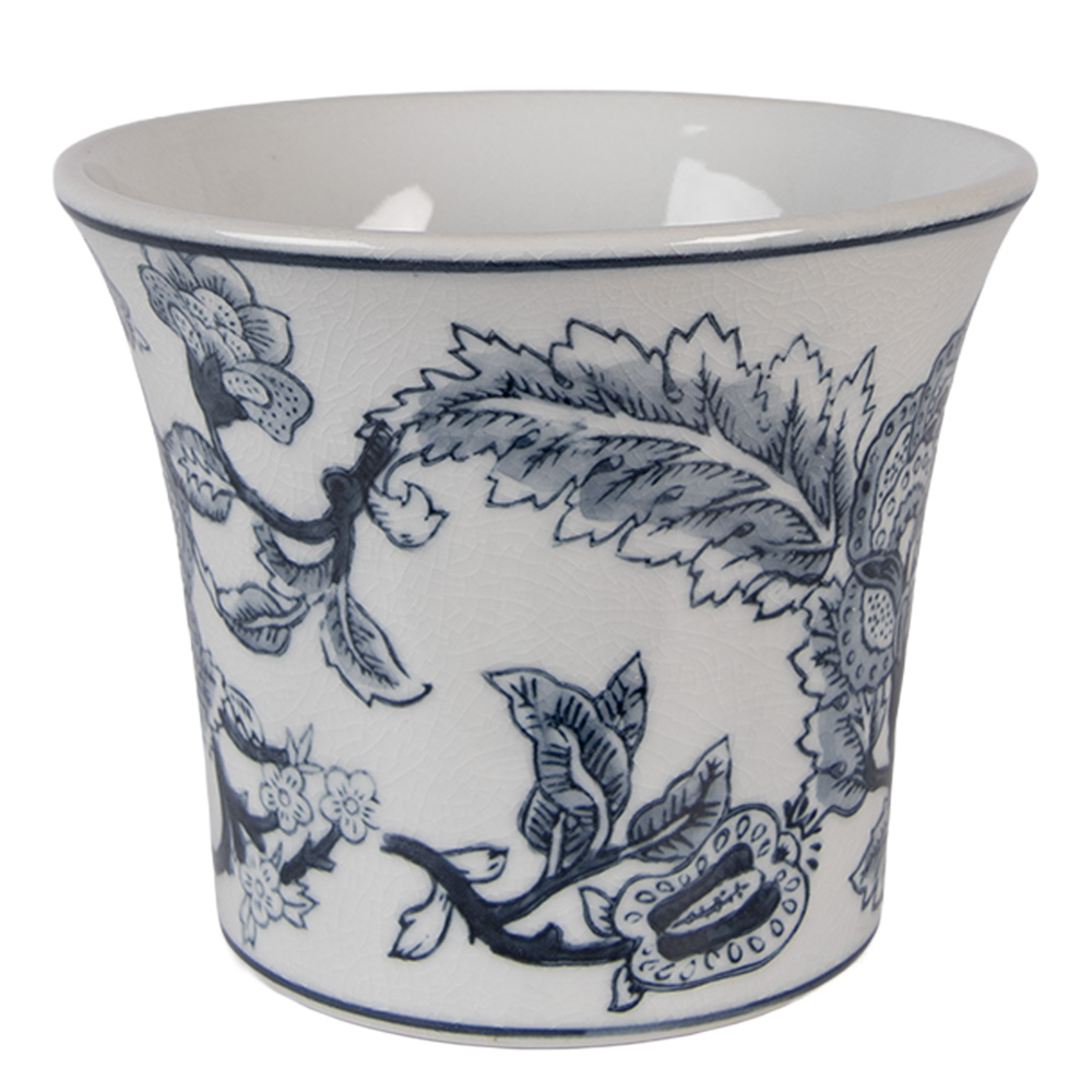 Clayre & Eef | Bloempot Binnen Wit Blauw &oslash; 16x13 cm | 6CE2386