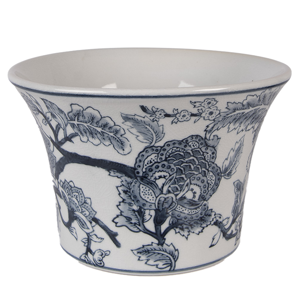 Clayre & Eef | Bloempot Binnen Wit Blauw &oslash; 22x15 cm | 6CE2387
