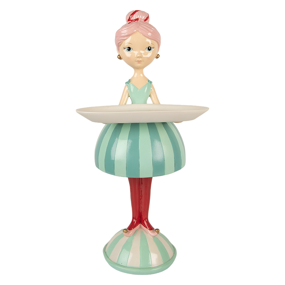 Clayre & Eef | Decoratie Kind met schaaltje Blauw Wit 18x16x38 cm | 6PR5795