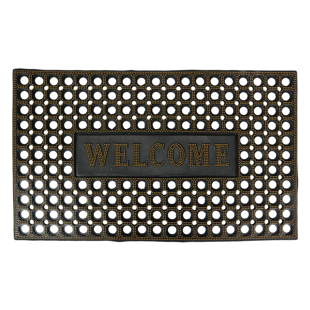 Clayre & Eef | Deurmat Binnen Zwart Goudkleurig 75x45x1 cm | MC272