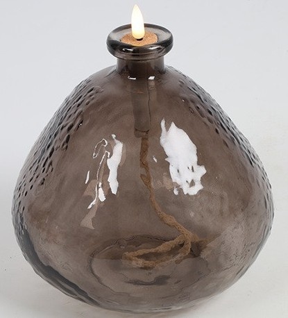 Olielamp met led verlichting donker bruin 20 x 17 cm | 827927 | Home Sweet Home | Stoer & Sober Woonstijl