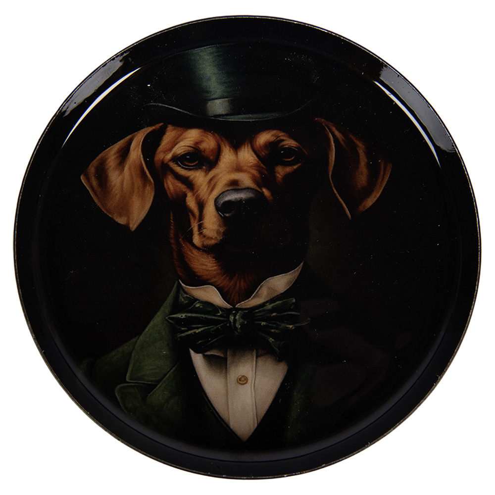 Clayre & Eef | Onderzetter voor Glazen Zwart Groen &oslash; 11x1 cm | 66418