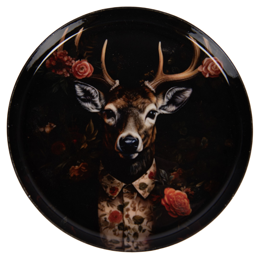 Clayre & Eef | Onderzetter voor Glazen Zwart Bruin &oslash; 11x1 cm | 66419