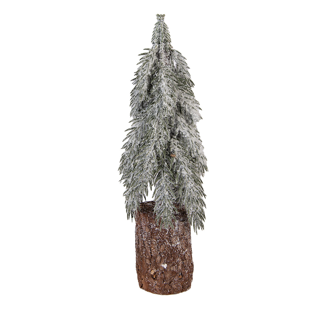 Clayre & Eef | Kunstkerstboom Groen Wit &oslash; 12x32 cm | 66429