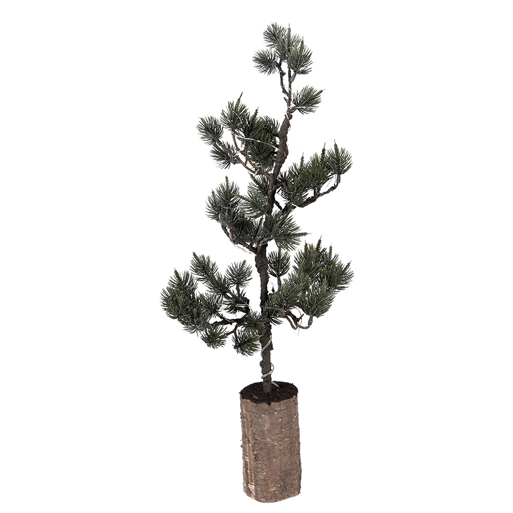 Clayre & Eef | Decoratie Boom met LED Groen Bruin 20x17x60 cm / 3xAAA | 50843