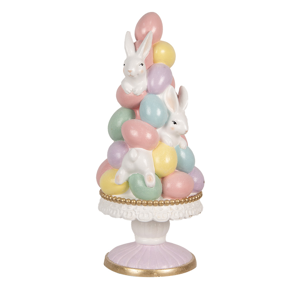 Clayre & Eef | Decoratie Beeld Konijnen Wit Roze &oslash; 27x61 cm | 5MG0057