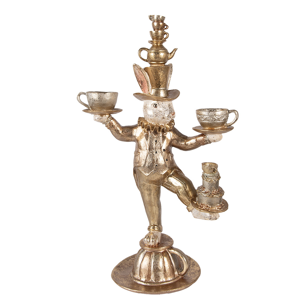 Clayre & Eef | Decoratie Beeld Konijn Goudkleurig 35x22x58 cm | 5PR0158