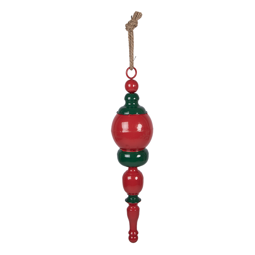 Clayre & Eef | Decoratie hanger Kerst Rood Groen &oslash; 12x52 cm | 5Y1402