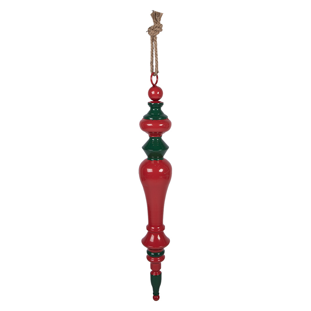 Clayre & Eef | Decoratie hanger Kerst Rood Groen &oslash; 9x65 cm | 5Y1403