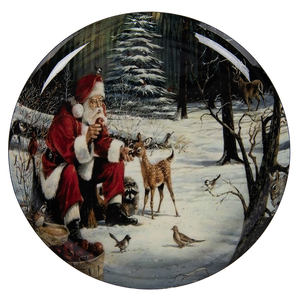 Clayre & Eef | Decoratie Schaal Grijs Rood &oslash; 28x3 cm | 66416