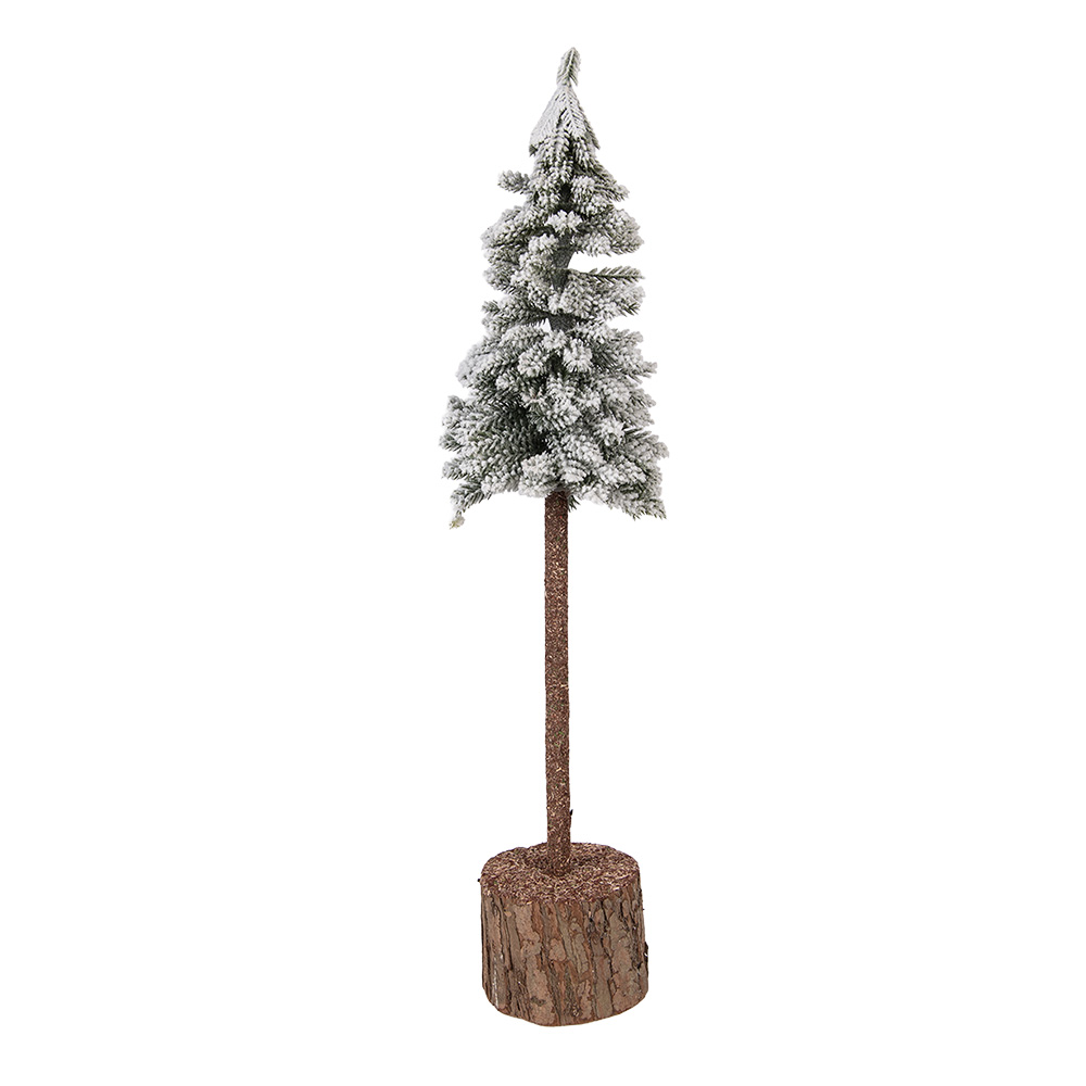 Clayre & Eef | Kunstkerstboom Groen Wit &oslash; 10x48 cm | 66432