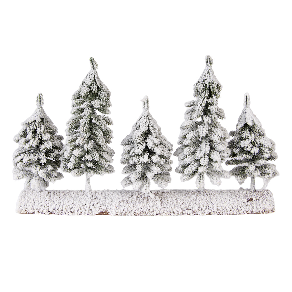 Clayre & Eef | Kerstdecoratie Kerstbomen Groen Wit 40x8x25 cm | 66434