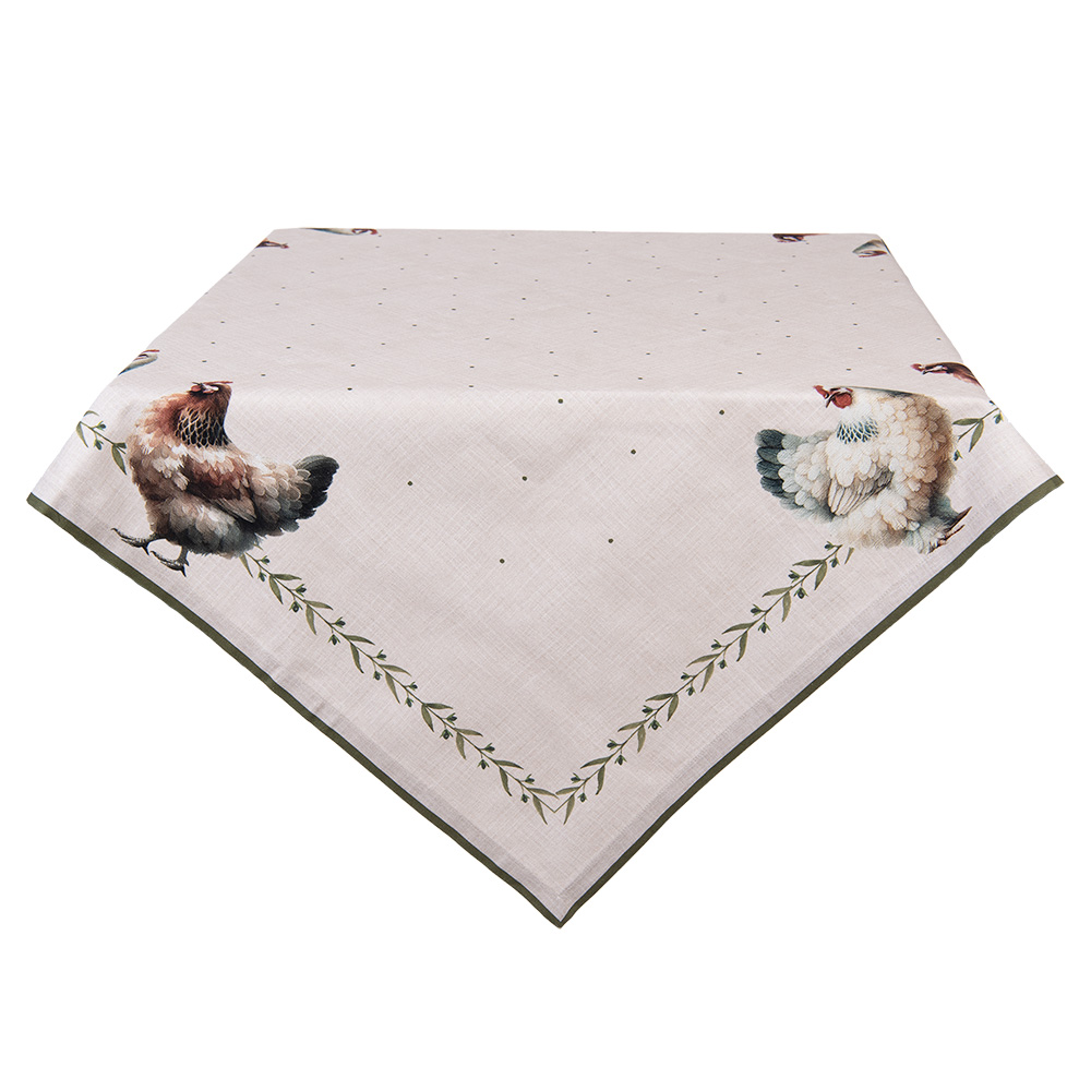 Clayre & Eef | Vierkant Tafelkleed Beige Bruin 100x100 cm | BYC01