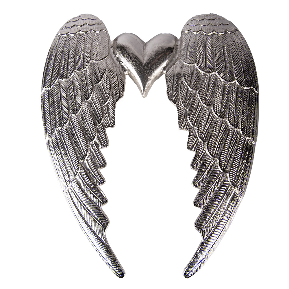 Clayre & Eef | Wanddecoratie Vleugels Zilverkleurig 38x3x46 cm | 6AL0074