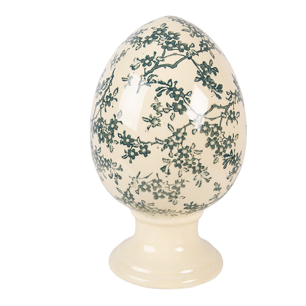 Clayre & Eef | Decoratie Ei op voet Geel Groen &oslash; 15x24 cm | 6CE2395L