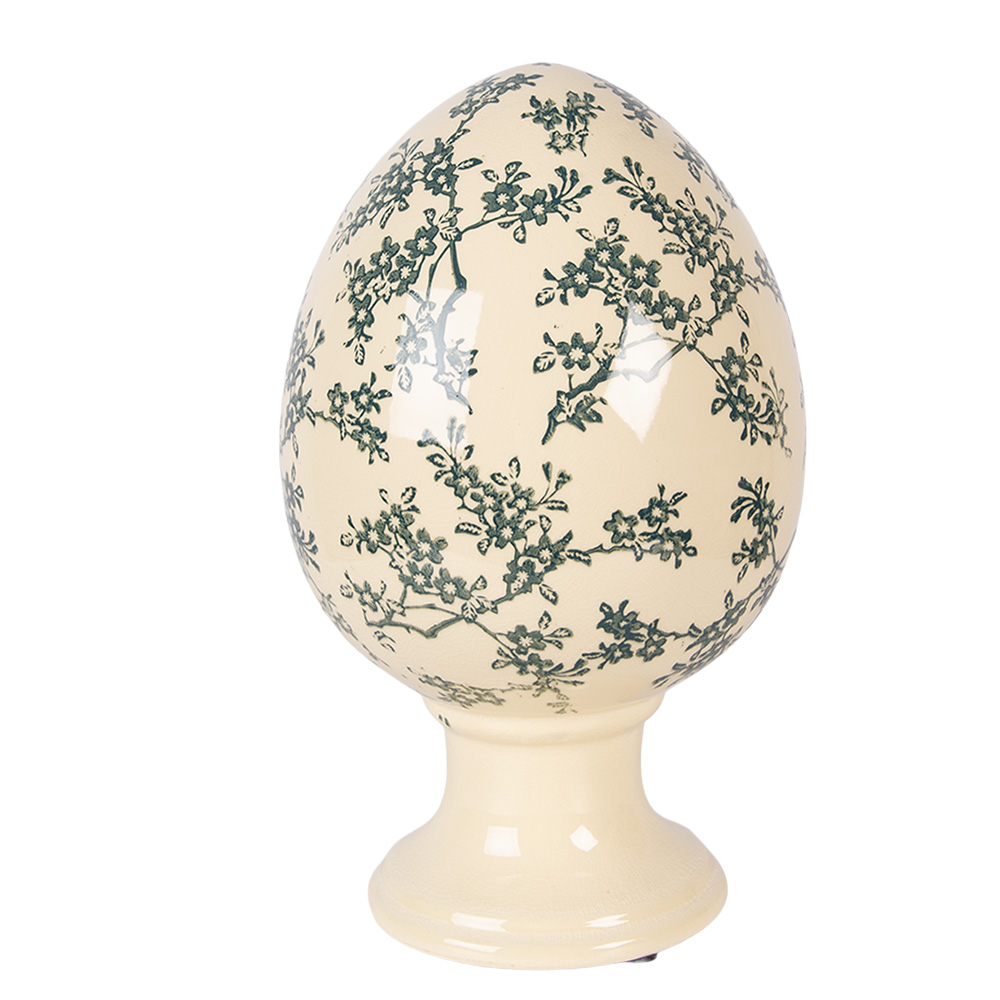 Clayre & Eef | Decoratie Ei op voet Geel Groen &oslash; 17x28 cm | 6CE2395XL