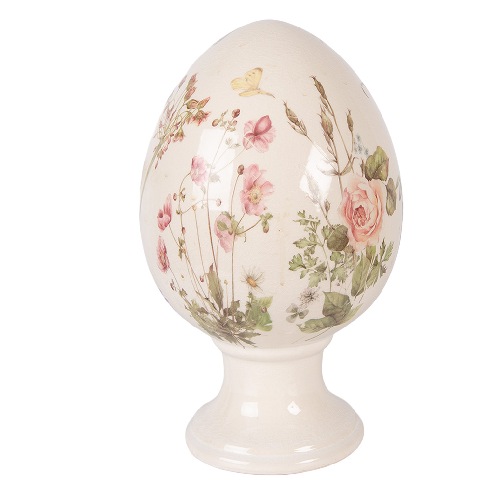 Clayre & Eef | Decoratie Ei op voet Beige Roze &oslash; 17x28 cm | 6CE2401XL