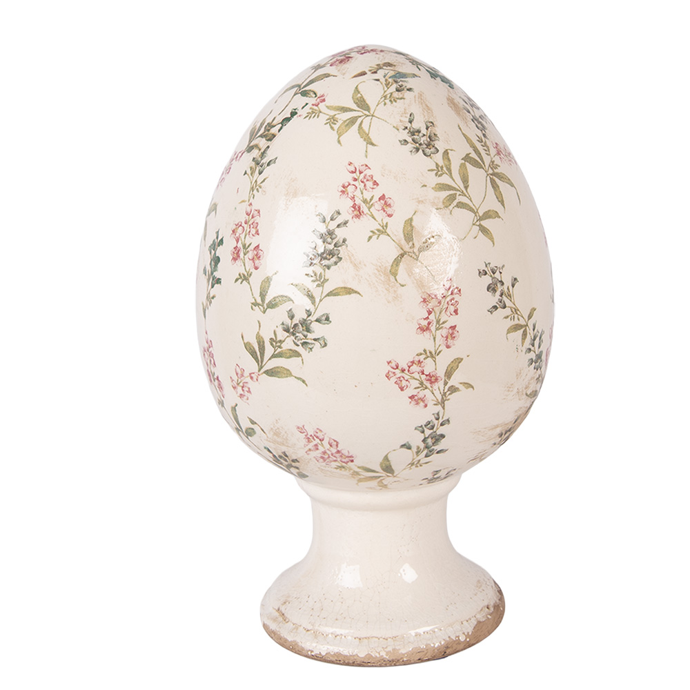 Clayre & Eef | Decoratie Ei op voet Beige Roze &oslash; 17x28 cm | 6CE2407XL