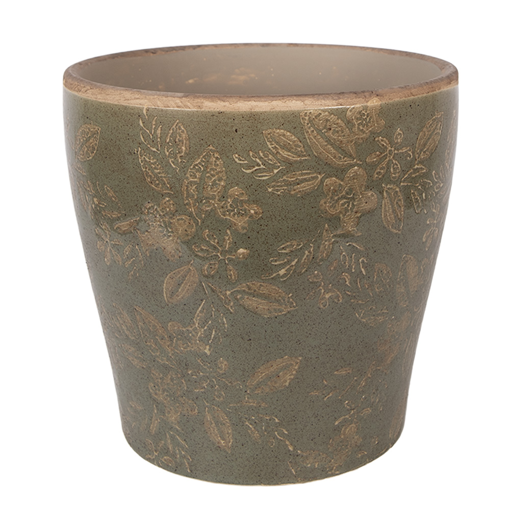 Clayre & Eef | Bloempot Binnen Groen Bruin &oslash; 18x17 cm | 6CE2410XL