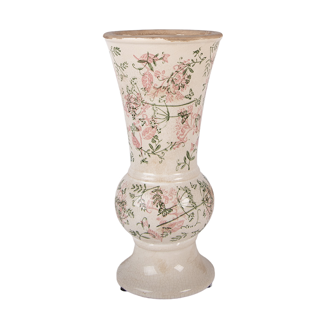 Clayre & Eef | Vaas Beige Groen &oslash; 15x32 cm | 6CE2412M