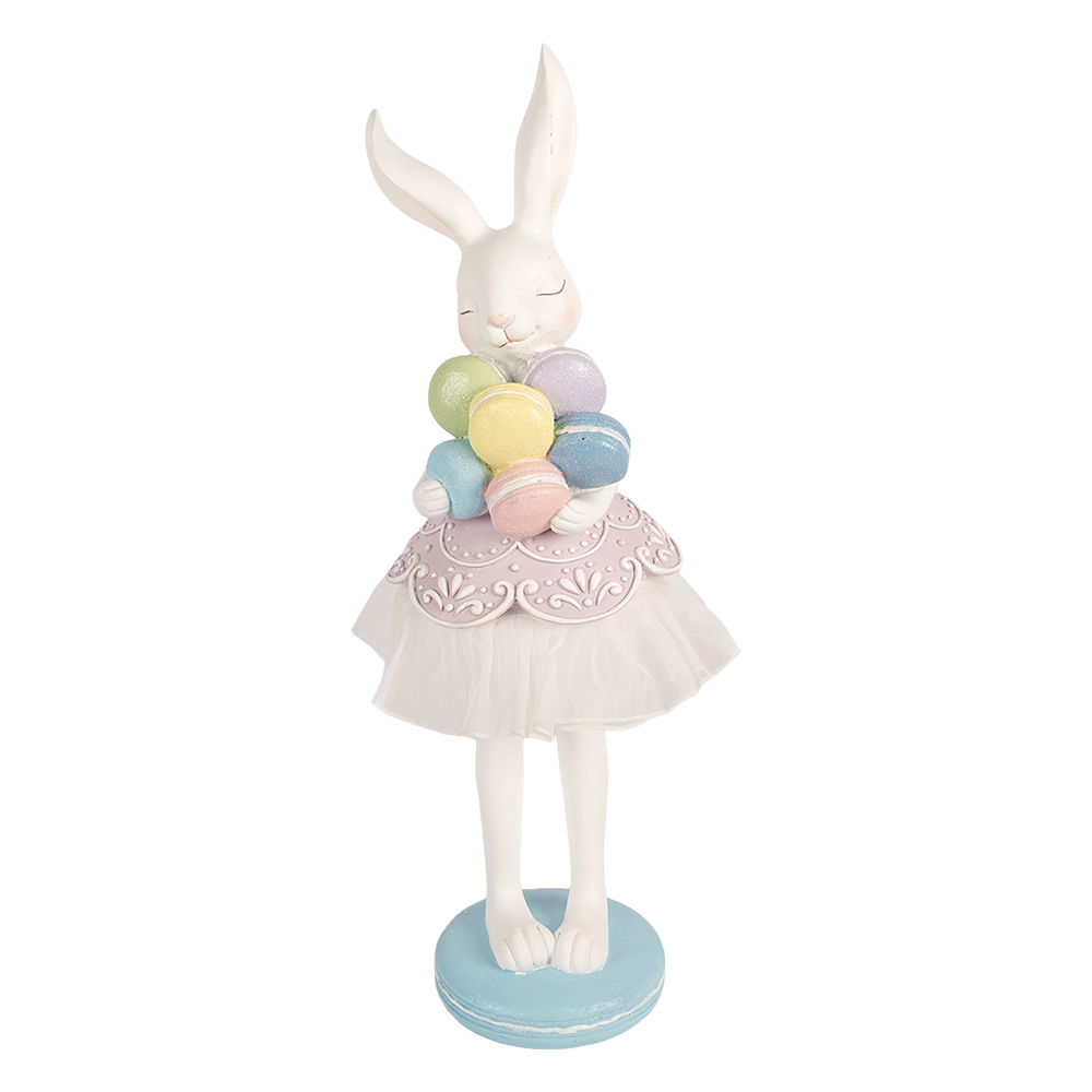 Clayre & Eef | Decoratie Konijn Wit Paars 18x17x54 cm | 6PR5931