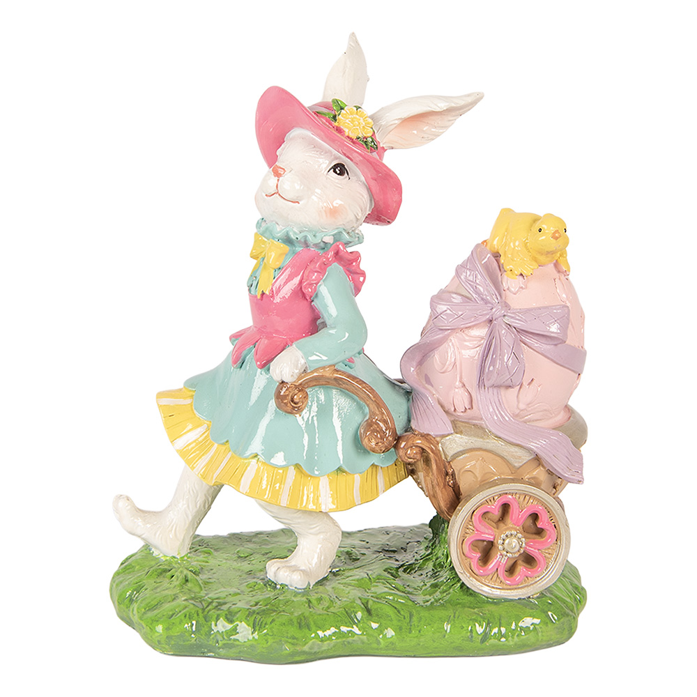 Clayre & Eef | Decoratie Konijn Wit Groen 19x11x23 cm | 6PR5949