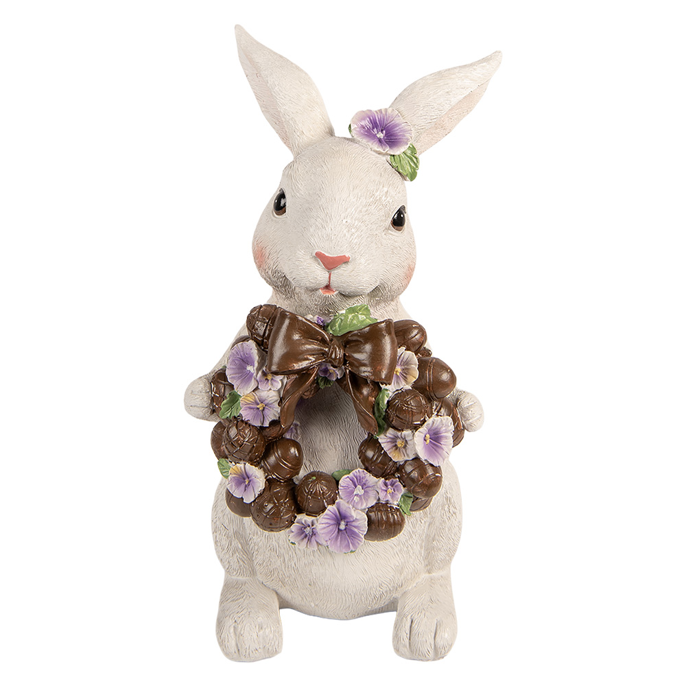 Clayre & Eef | Decoratie Konijn Wit Bruin 17x16x30 cm | 6PR5961