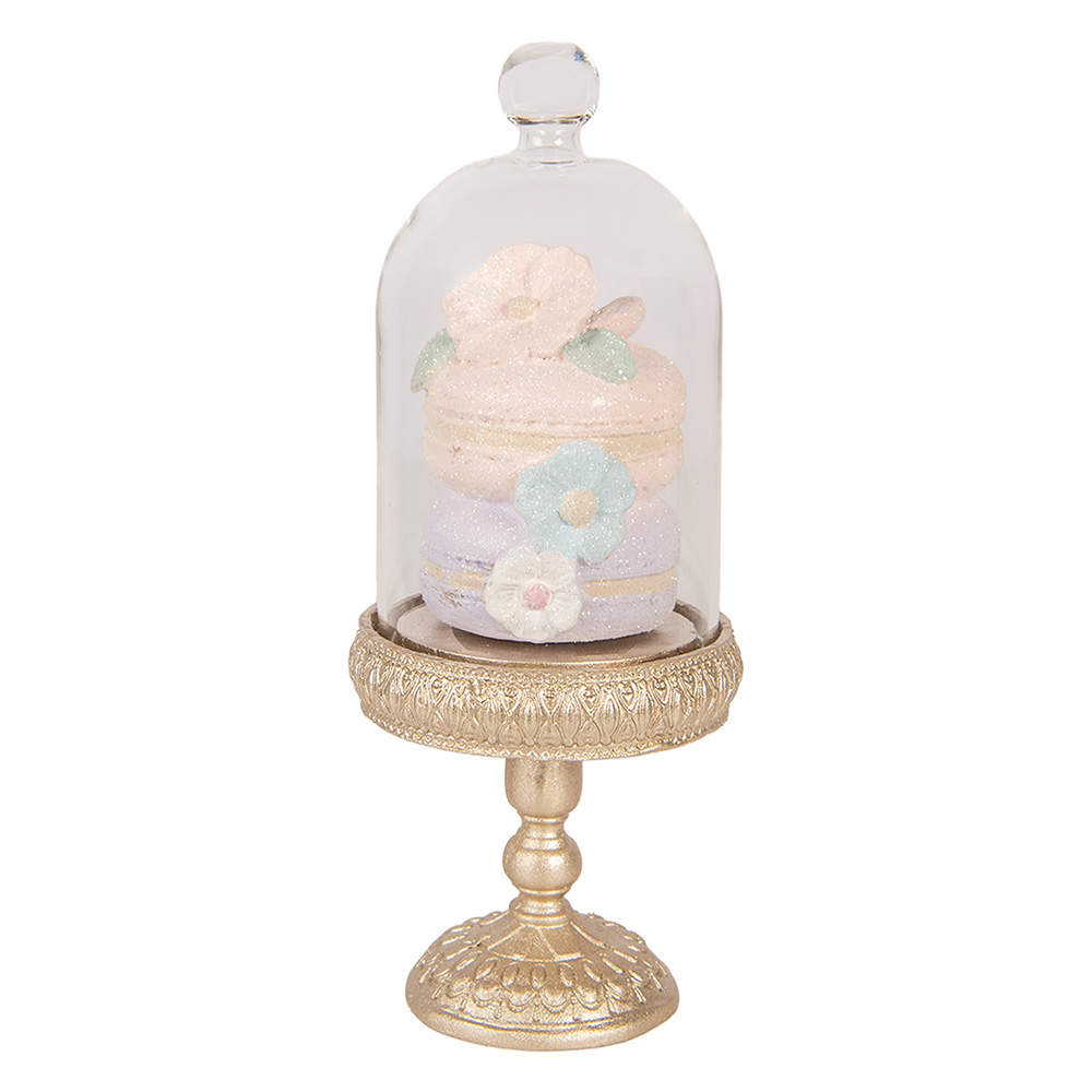 Clayre & Eef | Glazen Stolp met decoratie Goudkleurig Roze &oslash; 7x17 cm | 6PR6010