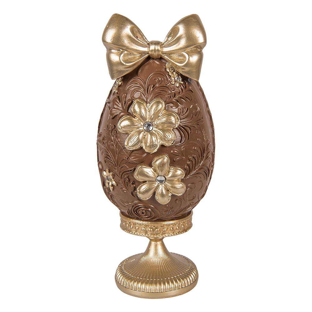 Clayre & Eef | Decoratie Ei Bruin Goudkleurig 10x9x21 cm | 6PR6014
